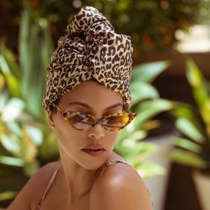 Aquis leopard hair towel turban